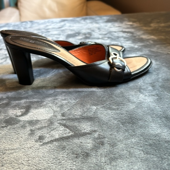 Rockport heeled sandals sz 8.5 M black leather buckle - Picture 4 of 7
